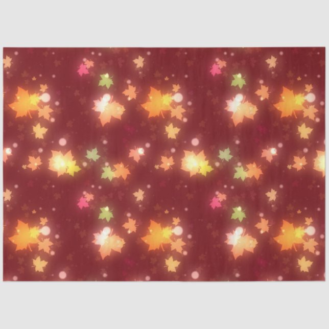 Glowing fall colourful maple leaves autumn  tissue paper (Front)