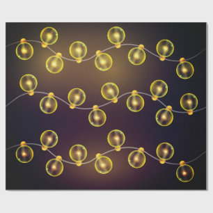 Glowing festive string lights wrapping paper