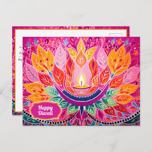 Glowing Festivities: A Diwali Celebration Postcard (Front/Back)