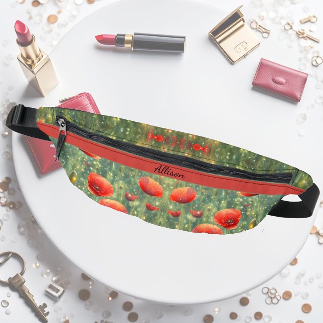 Glowing field of red poppies, personalizable  bum bags (Creator Uploaded)