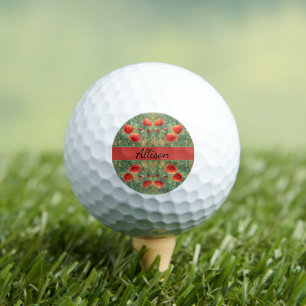 Glowing field of red poppies, personalizable golf balls