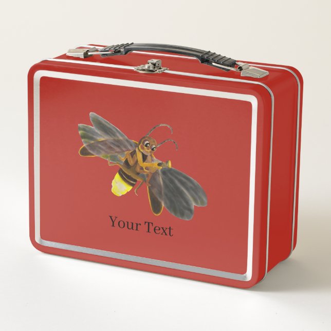Glowing Firefly Lampyridae Illustration Metal Lunch Box (Front)