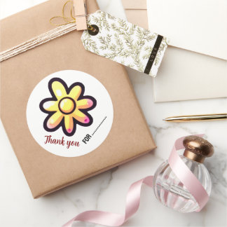 Glowing Flower Thank You Classic Round Sticker