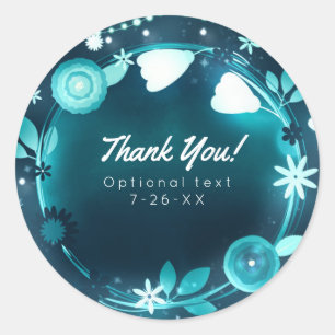 Glowing Flowers Night Garden Wedding Favour Classic Round Sticker