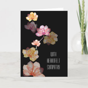 Glowing Flowers on Black Sympathy  Card