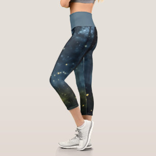 Glowing Forest Fireflies Capri Leggings