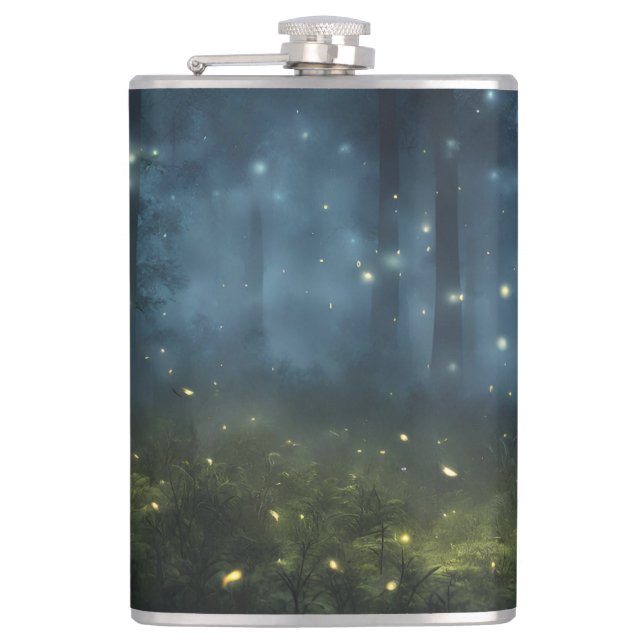 Glowing Forest Fireflies Hip Flask (Front)