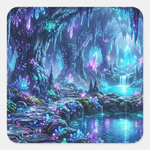 Glowing Forest with Lake Square Sticker