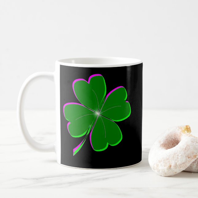 Glowing Four Leaf Clover Coffee Mug (With Donut)