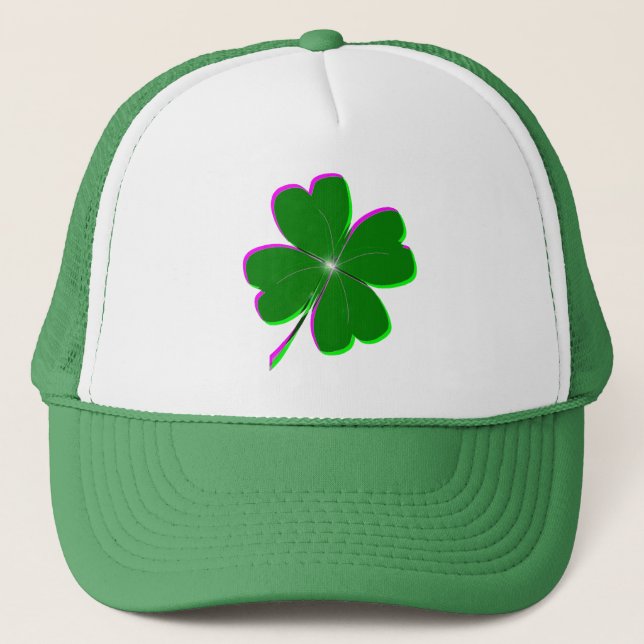 Glowing Four Leaf Clover Trucker Hat (Front)