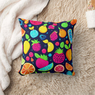 Glowing Fruit Mosaic Design Cushion