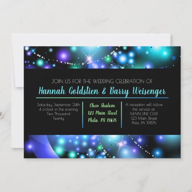 GLOWING GALAXY BLUE Wedding Invitation (Front)