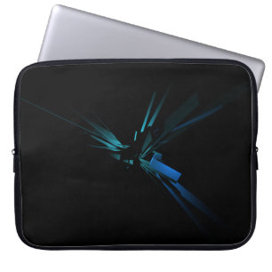 Glowing Geometry of Blue And Green Laptop Sleeve