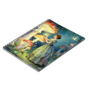 Glowing giant mushroom garden notebook