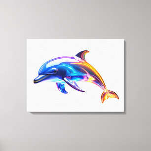 Glowing Glass Dolphin Art Canvas Print