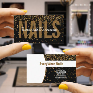 Glowing Gold Glitter On Black Custom Professional Business Card