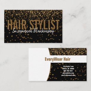 Glowing Gold Glitter Over Black Custom Business Card