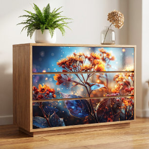 Glowing Golden Bloom Indigo Leaf Stardust Tissue Paper