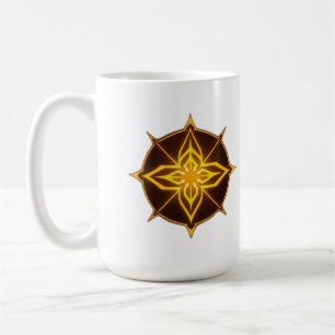 Glowing Golden Compass Rose on Dark Circle Coffee Mug