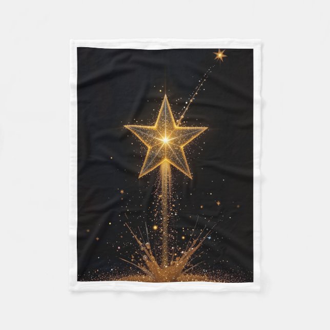 Glowing Golden Shooting Star Fleece Blanket (Front)