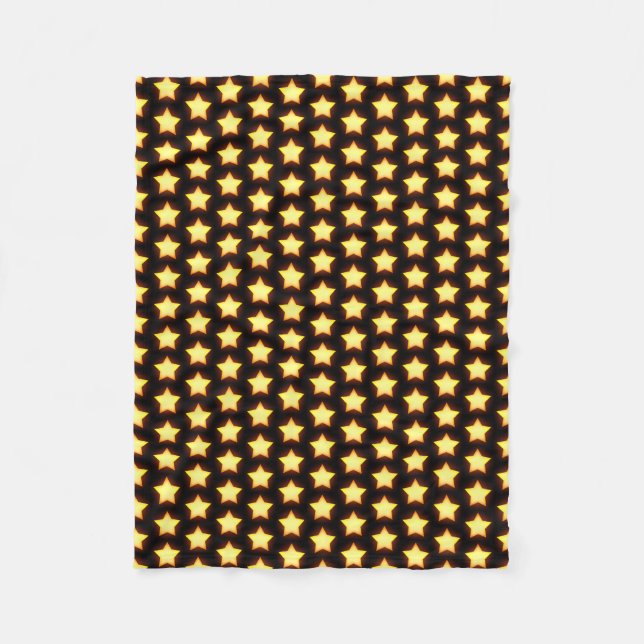 Glowing Golden Star Pattern Fleece Blanket (Front)