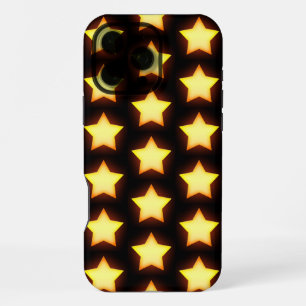 Glowing Golden Star Pattern iPhone 16 Pro Max Case