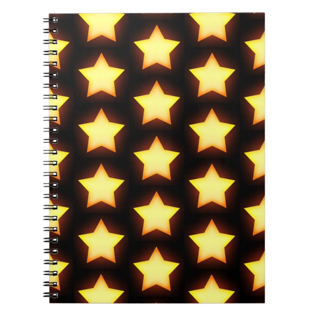 Glowing Golden Star Pattern Notebook (Front)