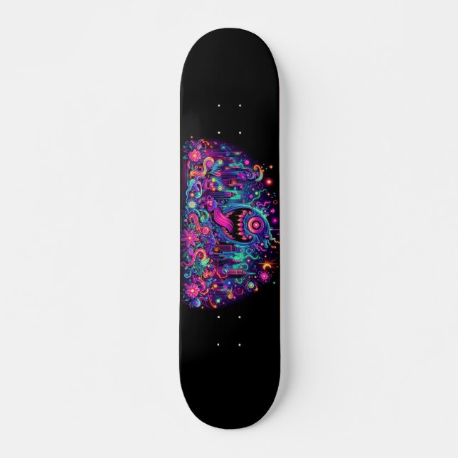 Glowing graffiti monsters designs skateboard (Front)