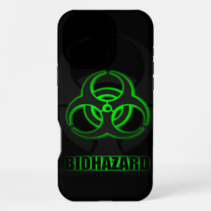Glowing Green Biohazard Symbol iPhone 16 Pro Max Case