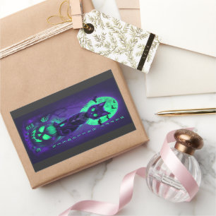 Glowing Green Eyes Black Cat Rectangular Sticker