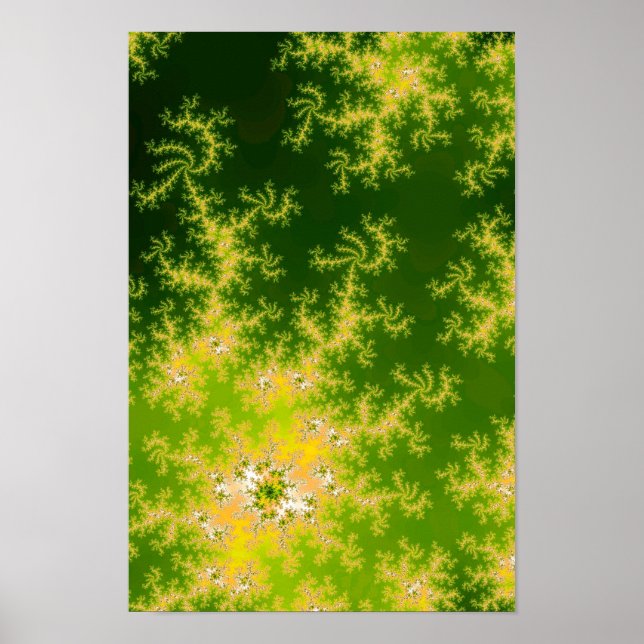 Glowing Green Fractal Poster (Front)