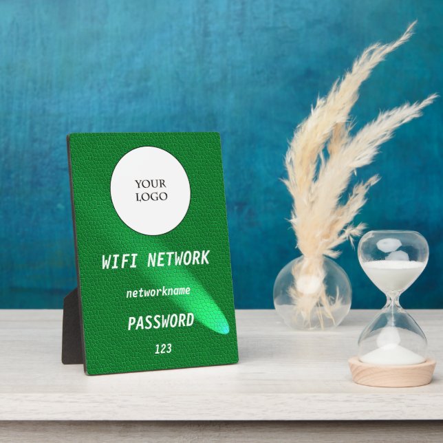 Glowing Green Leather Share Wifi Internet Plaque (Side)