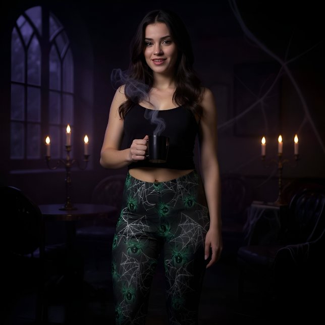Glowing Green Spider Halloween  Leggings (Creator Uploaded)