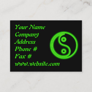 Glowing Green Yin Yang Business Card