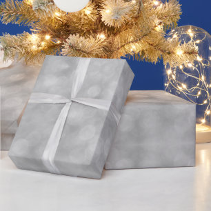 Glowing grey bokeh Christmas lights abstract Wrapping Paper
