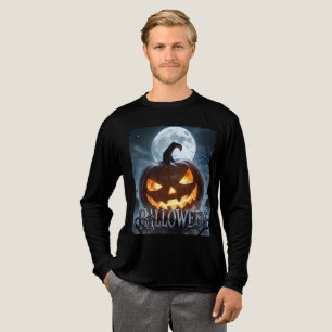 Glowing Halloween Pumpkin Moon Tri-Blend Shirt