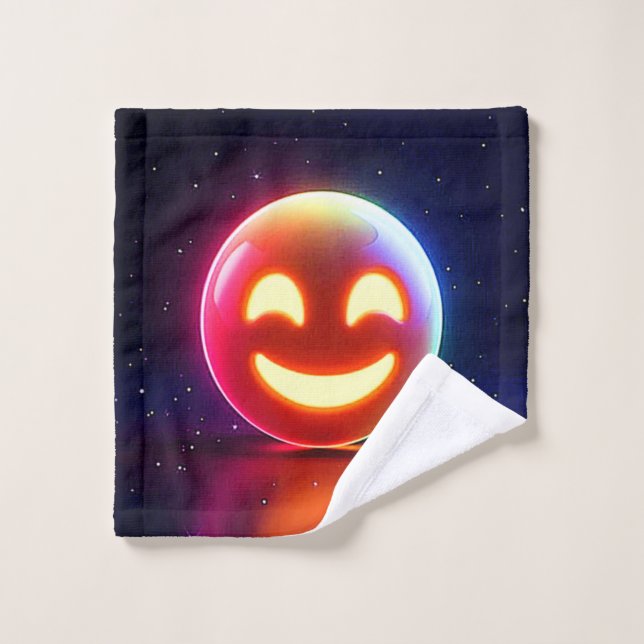 Glowing Happy Orb Emoji Bath Towel Set (Wash Cloth)