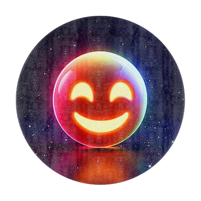 Glowing Happy Orb Emoji Cutting Board (Front)