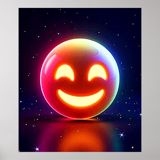 Glowing Happy Orb Emoji Poster (Front)