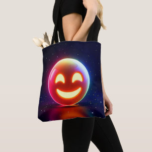 Glowing Happy Orb Emoji Tote Bag