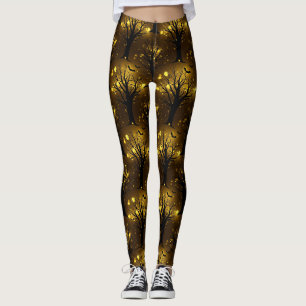 Glowing Haunted Forest Bokeh - Night Trees Leggings
