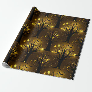 Glowing Haunted Forest Bokeh - Night Trees Wrapping Paper