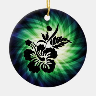 Glowing Hawaiian Flowers Ceramic Tree Decoration