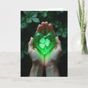 Glowing Heart Clover Find Card