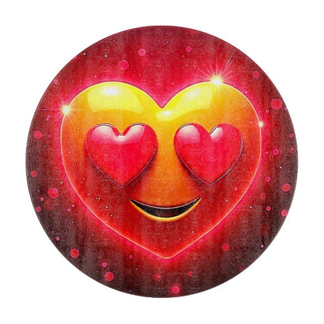 Glowing Heart Eyes Emotion Cutting Board (Front)