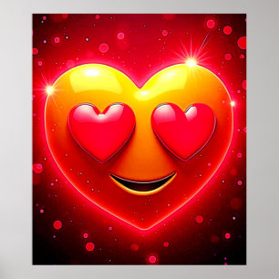 Glowing Heart Eyes Emotion Poster