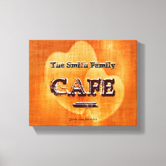 Glowing Hearts Family Name Cafe Canvas Print