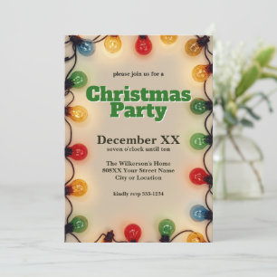 Glowing Holiday Lights Christmas Party Invitation