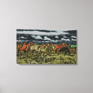 glowing horses canvas print