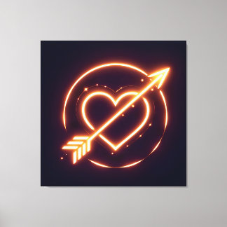 glowing image of a heart with cupid's arrow canvas print